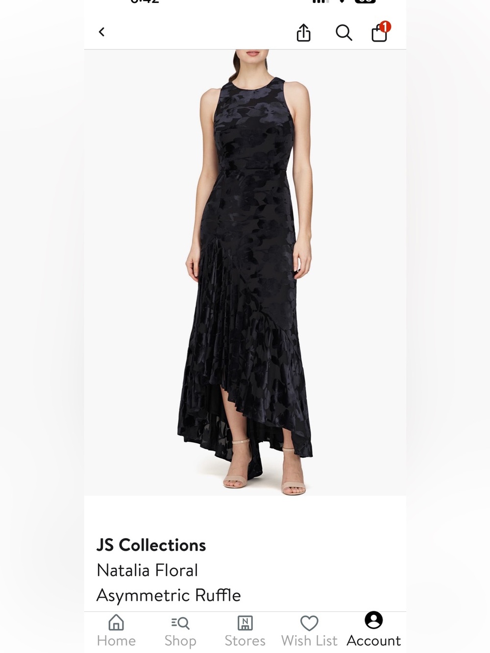 JS Collections Natalia Black Floral High-Low Ruffle dress